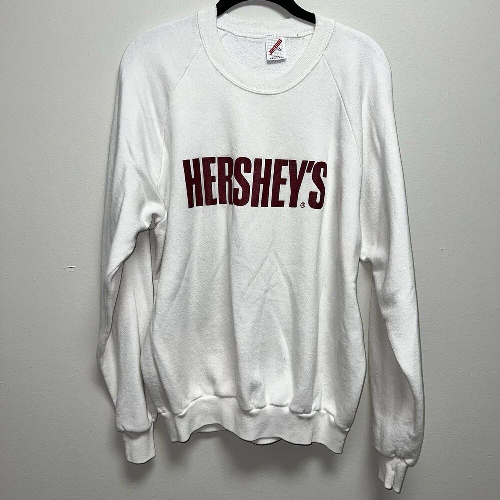 Vintage Jerzees logo spell out hersheys chocolate crewneck sweatshirt XL usa